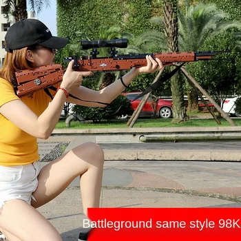 Aukštųjų technologijų Ginklus MP5 98K Snaiperio Šautuvas, Pistoletas M4A1 Modelio Statyba Blokai, Plytos PUBG Karinės SWAT Ginklų Žaislai