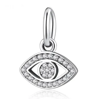 Autentiškas S925 Sidabro Simbolis Suprasti Crystal Eye Pakabukas Žavesio tinka Lady Bangle Apyrankės Moterims 