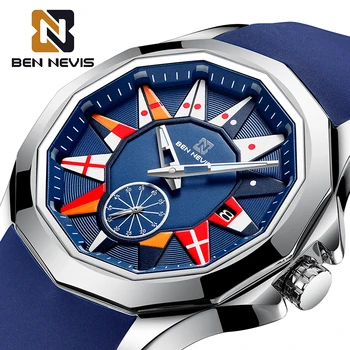 Ben Nevis vyriški Laikrodžiai Mados Kvarcinis Analoginis laikrodis su Data Karinės Žiūrėti Vandeniui Silikoninė Guma Dirželis Laikrodis Žmogui