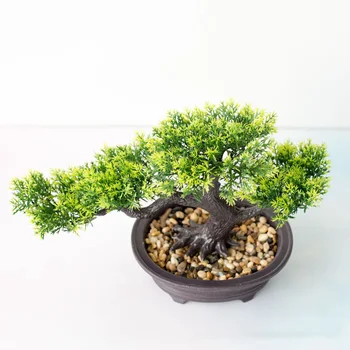 Bonsai draugiška pušis aukštos kokybės Dirbtinių Augalų puodą su žaluma Modeliavimas Dekoratyvinis padirbtų augalų, namų dekoro 1pc