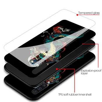 Case For Samsung Galaxy A50 A51 A71 A70 A31 A10 A21s A91 A40 A30 A41 A11 Grūdintas Stiklas Telefono Dangtelį Drakonas Kinijoje Stilius