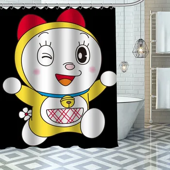 Custom Aukštos Kokybės Doraemon Dušo Užuolaidos Vandeniui Vonios Kambarys Poliesterio Audinio Vonios Užuolaidėlės Su Kabliukais