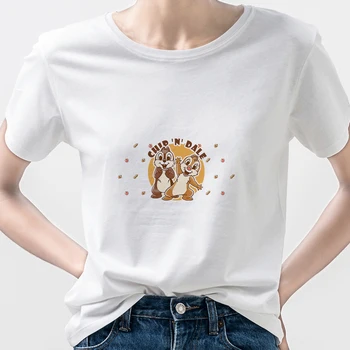 Disney Chip Dale Animacinių filmų Marškinėliai Veganų Dvi Voverės Atsitiktinis Vasaros Viršūnes Merginos Gali Padaryti bet Ką, 2021 Vogue Geriausiais Draugais T-shirts