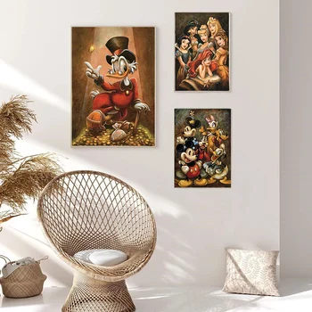 Disney Mickey Mouse Donaldas ir Princesė Drobės Tapybos Menas, Plakatų ir grafikos Sienos Meno Nuotrauką Kambarį Dekoro