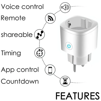 ES WiFi Smart Plug Lizdo Tuya Nuotolinio Valdymo buitine Technika Smart lizdas leidžia balsu su Alexa/ 