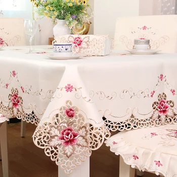 Europos kaimiškas kokybės staltiesė prabangus valgomasis staltiesė, siuvinėta lentelė padengti išaugo gėlė, kėdė padengti sėdynės pagalvėlės 1017