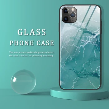 Gradientas Grūdintas Stiklas Case For iPhone 11 12 Pro Max 12 Mini X XR XS Max SE 2020 6 6S Plius 7 8 Plus Atveju Marmuro Gradientas Apima