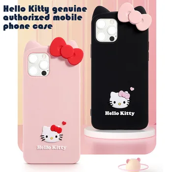 Hello Kitty Bowknot Animacinių filmų Apsauginis Dangtelis Iphone12/12 Pro/12 Pro Max Silikono Anti-rudenį Fingerprintproof Telefono dėklas