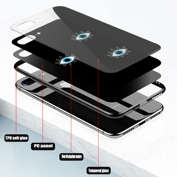 IPhone11 Blogio Akių Laimingas Akis Mėlyna Telefono dėklas Grūdintas Stiklas iPhone 12 11 Pro XR XS MAX 8 X Plus SE 2020 m. 12 Pro Max Mini atveju
