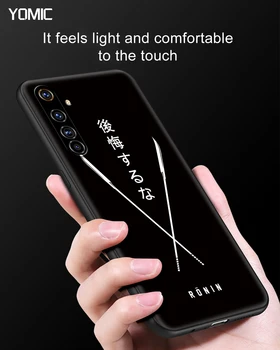 Japonijos Roninsutairu Šviežių Bushido Juoda Rubisafe už Realme C3 6 5 7 XT X50 C11 7i C15 X7 Pro V15 5G C20 TPU Mobilųjį Telefoną Padengti