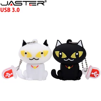 JASTER USB 3.0 Animacinių filmų cute kačių USB Flash Drive 4GB/8GB/16GB/32GB/64GB Silicio gelio, Dovana Pen Ratai Nekilnojamojo Talpos USB Atmintuką