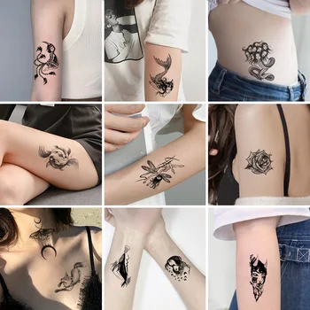 Juoda užkandis skorpionas laikinas tatuiruotes vyrų, moterų rankos riešo netikrą tatto lipdukai vandeniui žuvys flash lipdukai gyvūnų tatoos