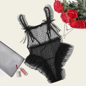 Juodas Kryžius Blakstienų Gėlių Nėrinių Teddy Bodysuit Seksualus Juostinės Teddies 2020 Moterys Vasarą Vientisas Miego Pižama