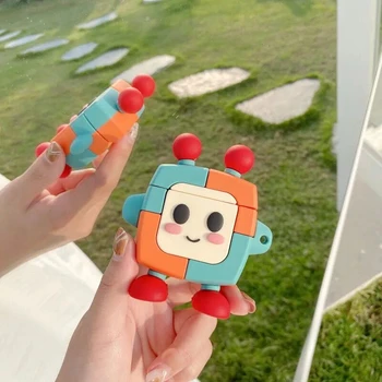 Kawaii 3d animaciją robotas mielas silikono atveju airpods pro 2 1 apsauginės ausinės įkrovimo dėžutės dangtelis airpods anime