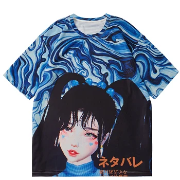 Kawaii Anime Moterų Marškinėliai Y2k 2021 M. Vasaros Viršūnes Tees Harajuku Marškinėlius Moterims Streetwear Vintage Mados Femme T-shirts