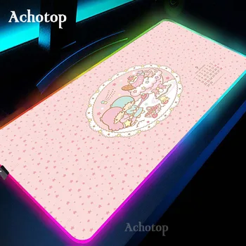 Kawaii RGB Žaidimų Pelės Mygtukai Didelio Dydžio Spalvinga Šviesos PC Kompiuterio Darbalaukio Anime LED Šviesos Stalas Kilimėlis Žaidimų Klaviatūra Pagalvėlės