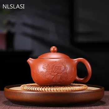 Kinijos Yixing arbatos puodą raudonos molio xishi arbatinukas Ranka raižyti graviruotas žiedai grožio virdulys Autentiški Teaware prekių 210ml