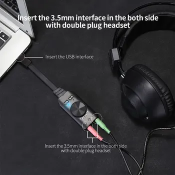 Laisvų rankų įranga Audio jungtis Kabelio Adapteris Perjungti garso Reguliavimo GS3 7.1 Kanalo USB Garso Plokštę, Adapteris Išorinį garso Kolonėlė