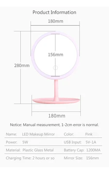 Led Šviesos Makiažo Veidrodėliai Saugojimo LED Veido Veidrodis, Reguliuojamas mygtukinis apšvietimo Reguliatorius USB Led Tuštybės Apšvietimu Veidrodis Lentelė Kosmetinis Veidrodis