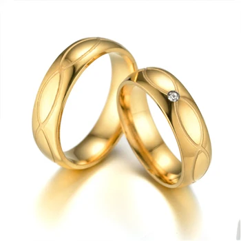 Mados Aukso Spalvos Nerūdijančio Plieno Sužadėtuvių Žiedai Moterims, Vyrams, Vestuvių Porų Žiedas DH003