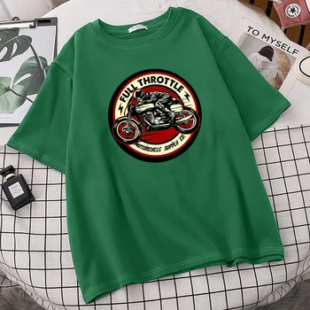 Mados Full Throttle Cafe Racer Rockabilly Dviratininkas Cool Marškinėlius Vyrų Mados Vasaros Medvilnės, Trumpomis Rankovėmis Marškinėlius Harajuku Viršūnes Tees