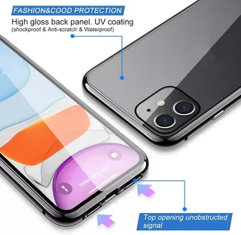 Magnetinio Adsorbcijos Metalo Case For iPhone 12 11 Pro XS Max X XR Dvipusis Stiklo Atveju iPhone 7 8 6s Plus SE 2020 Dangtis