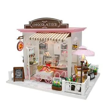 Mediniai Miniatiūriniai Lėlių Namai, Baldai Vaikams, Suaugusiųjų Villa modelių Kūrimo Rinkiniai Vaikams Dovanų 3D Medinių Amatų Lėlių Žaislas