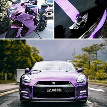 Metallic Purple Veidrodis Danga Blizgesio Motociklo Bako Lipdukai, Vinilo Lakštai Vyniojami Blizgus Lipdukas Nešiojamas Automobilių Oro apsaugine Plėvele