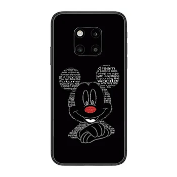 Mickey Telefoną Atveju Huawei mate 30 10 20 40 Lite Smart Z Pro Juodos spalvos Dėklu 3D Coque Tapybos Hoesjes atveju