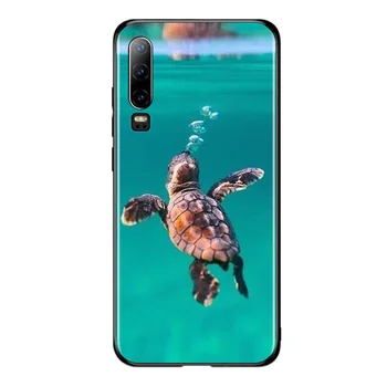 Mielas Vėžlys Vėžlio Ocean Juodos spalvos Dangtelis Huawei P40 30 P20 P10 P8 P9 Lite E 5G 2017 2019 Pro Plus Telefono dėklas
