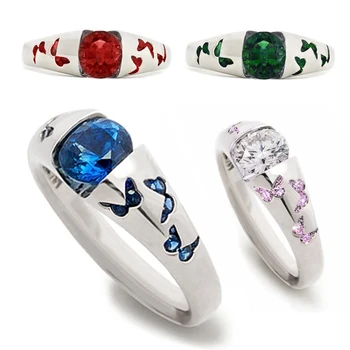 Modyle Mados Kristalų Dalyvavimas Nagų Dizaino Karšto Parduoti Žiedus Moterims AAA Balta Kubinis Cirkonis Elegantiškas Žiedai, Vestuvių Moterų 3mm