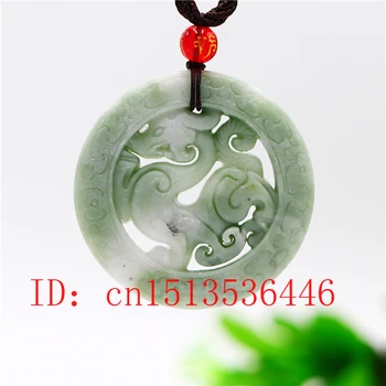 Natūralus Baltas Jade Dragon Pakabukas Karoliai, Papuošalai dvipusis Raižyti Amuletas Mados Kinijos Dovanas Moterims Vyrai Megztinis Grandinės