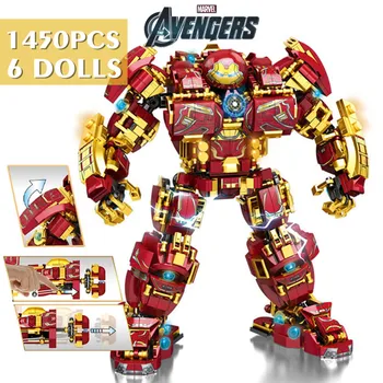 NAUJAS 1900PCS Geležinis Žmogus MK44 Ironman Hulkbuster Marvel Keršytojas Hulk Super Robotas Duomenys Idėjų Pastatas, Mūrinis Dovana Žaislas