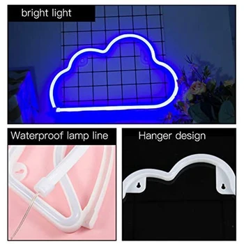 Naujas 3 Pack LED Dekoratyvinis Neoninės Šviesos Ženklai - Rausvos Lūpos Mėlynos Debesų Šiltas Žaibas-Modelio Formos Neon Sienų Apdaila Žibintai