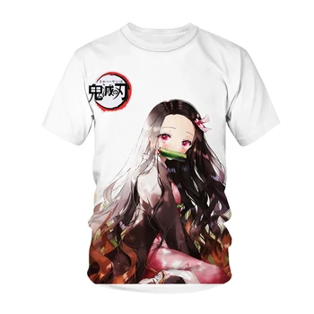 Naujas Atvykimo Vyrai Moterys Marškinėlius Demon Slayer Kimetsu Nr. Yaiba 3D Spausdinimo Streetwear T-shirt Mados Anime Harajuku Tees Hip-Hop Viršūnės