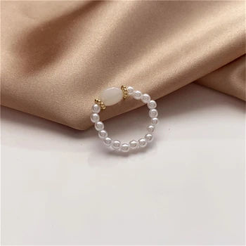 Naujas klasikinis geometrinis metalo perlų žiedas korėjos moterų papuošalų mados studentas atidarymo žiedas Šalis Dovana Žiedas