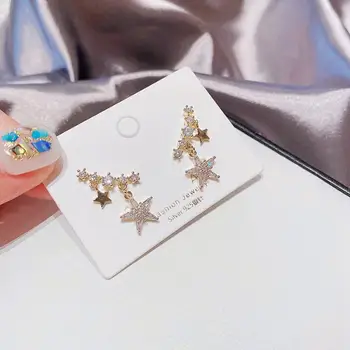 Naujas korėjiečių moterų earringsn paprasta mados asmenybės cirkonis star konkurso moterų kutas eardrop