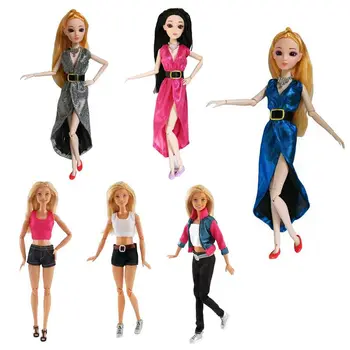 Naujas Mados Rankų Darbo Mielas Mini Lėlės Drabužiai 6 Stilius Viršūnes, Šortai, Kelnės Ilgos Uodegos Suknelė Gražus Nešioti Barbie Girl 