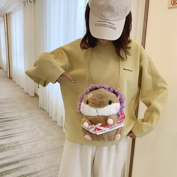 NAUJAS Nekilnojamojo Nuotrauka Mielas Pliušinis Mažas Maišelis Moterų Ins Japonų Mergina, Švelni Mergina Peties Grandinės Maišelį Animacinių filmų Žiurkėno Lėlės Krepšys