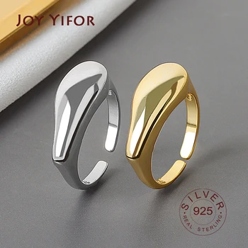 Nekilnojamojo 925 Sterlingas Sidabro ovalo formos aukso spalvos Žiedas Mados Moterys Šalis Mielas Fine Jewelry Minimalistiniai Aksesuarai 2020 dovana