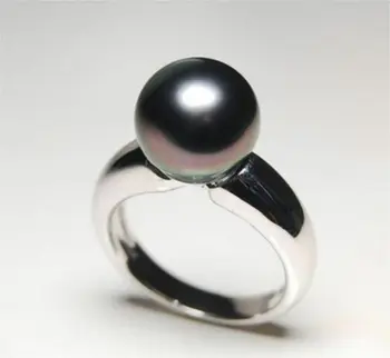 Originali nuostabiu gamtos turo AAA+ 10-11mm tahitian juoda perlų žiedas