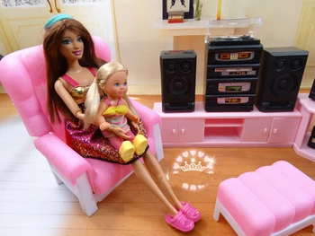 Originalias Barbie Tv Žaisti Baldų Kambarį, 1/6 Bjd Mini Lėlės Priedai Sofa Svajonių Namą Baldai Vaiko Žaislas Dovana