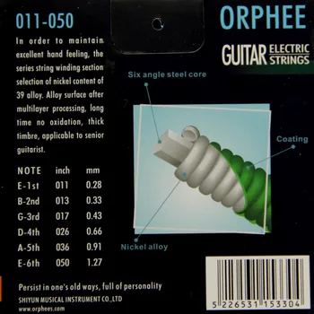 Orphee DE-4X, 6pcs/set gitaros priedai, Elektros Gitaros Stygos Nikelio Lydinio String string Vidutinio