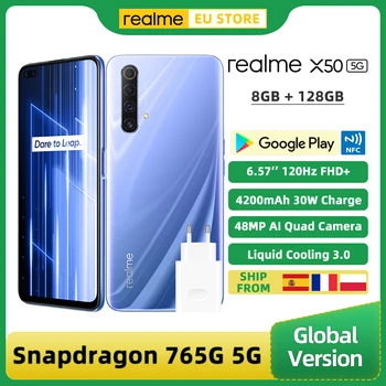 Pasaulinė Versija Realme X50 5G Išmanųjį telefoną 8GB RAM 128 GB ROM Snapdragon 765G 6.57