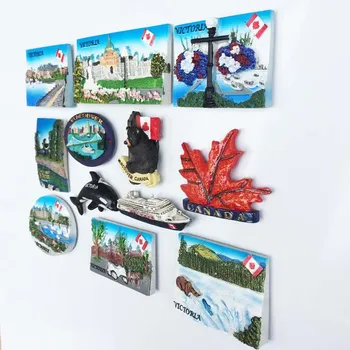 Pasaulio Kelionių Šaldytuvas Magnetas Kanada Šalyje Suvenyras, Šaldytuvo Magnetų Kanados Lokių Klevo Lapų Viktorija Miestas 3d Dervos Mielas Magnetai