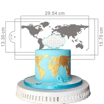 Pasaulio Žemėlapyje Orientyras Pastatas Tortas Trafaretas Naujausias Tortas Dizaino Bakeware Pelėsių Meno Trafaretas Tortas Dekoravimo Priemonė