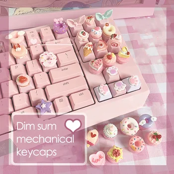 PBT keycap rausvos spalvos, mielas tortas keycap skaidrus animacinių filmų užsakymą keycap tinka žaidimą, mechaninė klaviatūra