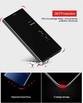 Prabangus Veidrodis Smart Flip Case For Xiaomi Redmi 9 Pastaba 9S 8 8T 7 6 Pro 6A 7A 10X K30 K20 Mi POCO X3 10 Lite 9T CC9E Padengti Coque