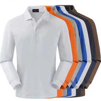 Prekės Medvilnės, Aukštos Kokybės vyriški Laisvalaikio marškinėliai ilgomis Rankovėmis Kietas Atvartas Polo T-shirt Vyrų Drabužiai Viršūnes Tee PL812
