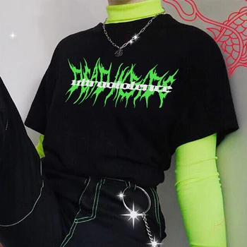 Punk, Gothic, T-marškinėliai Prarasti Streetwear Harajuku Laiškas Spausdinti viršuje Vasaros naują hip-hop ' o Mados Moterų Marškinėlius Atsitiktinis Estetines